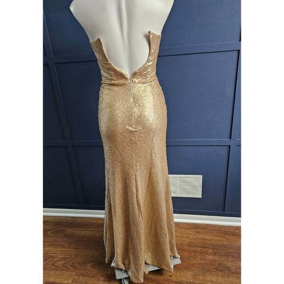 Bari Jay Bridesmaids 1666 Sequin Champagne Dress sz 4 - Picture 5 of 8